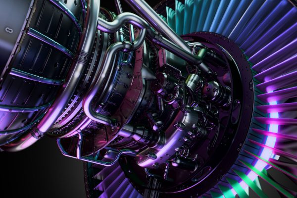 Part of real airplane turbine, 3d illustration Part of real airplane turbine, 3d illustration